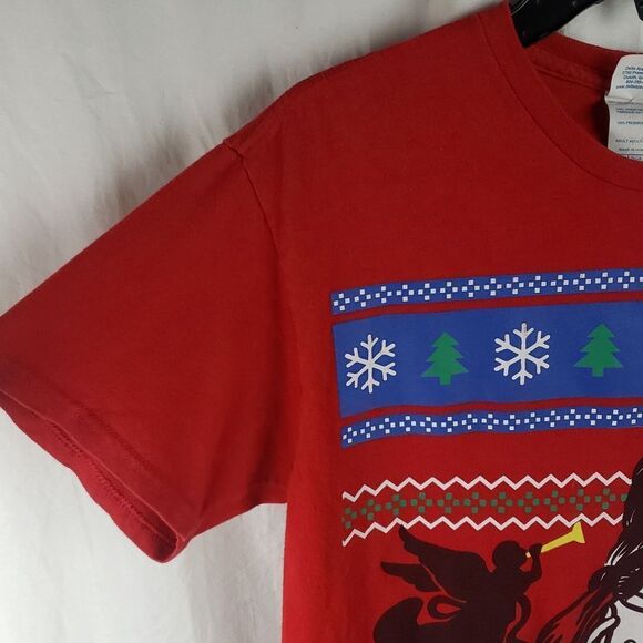 Happy Birthday Jesus Ugly Christmas Red T-Shirt - Picture 3 of 9